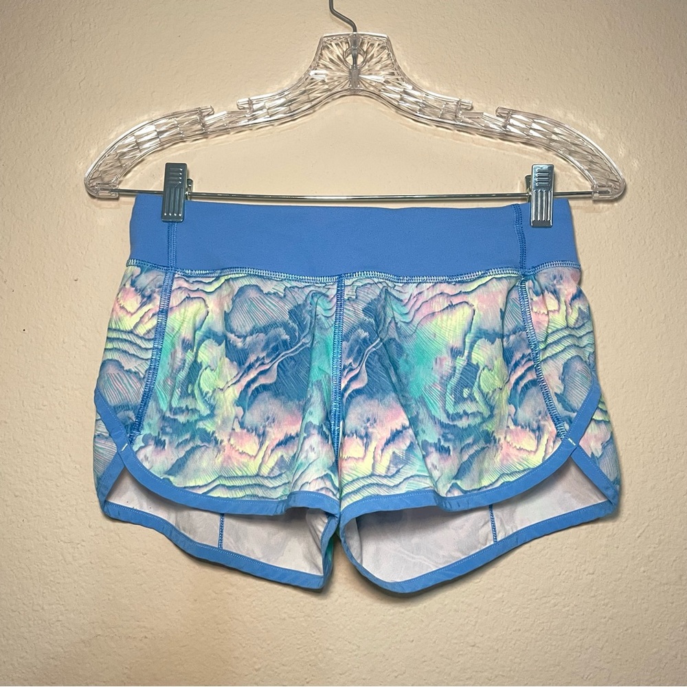 IVIVVA By Lululemon Girl's Lined Pastel Printed Blue Shorts‎ Size 14
